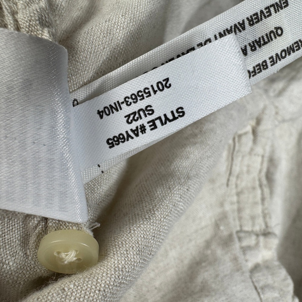 J.Crew Relaxed Short-Sleeve 100% Linen Shirt Beige AY665 Women Size M Button Up - Picture 5 of 7